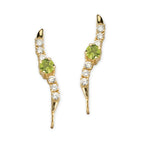 Peridot and Cubic Zirconia Silver Ear Pin Earrings