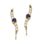 Sapphire and Cubic Zirconia Silver Ear Pin Earrings