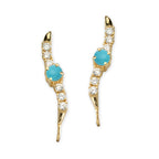 Turquoise and Cubic Zirconia Silver Ear Pin Earrings