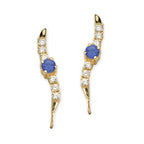 Tanzanite and Cubic Zirconia Silver Ear Pin Earrings