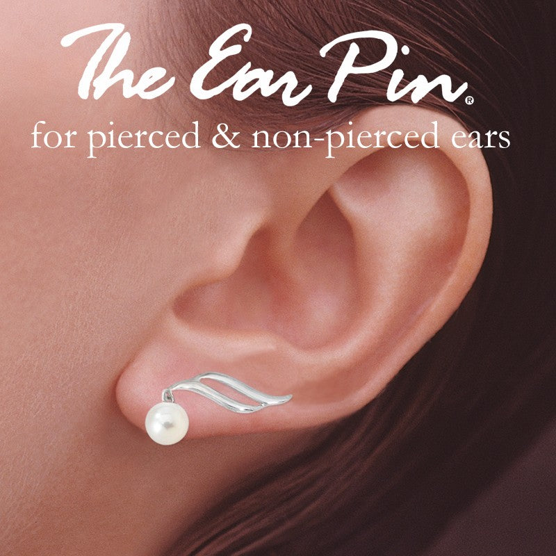 Pearl Silver Ear Pin Earrings