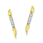 Gold Over Silver Cubic Zirconia Polished Teardrop Ends Ear Pin Earrings