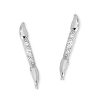 Sterling Silver Cubic Zirconia Polished Teardrop Ends Ear Pin Earrings