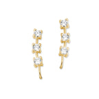 Gold Over Silver 3-in-1 Cubic Zirconia Ear Pin Earrings