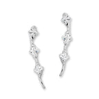 Cubic Zirconia Silver Ear Pin Earrings