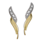 Pave CZ Gold over Silver Ear Pin Earrings