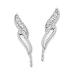 Pave CZ Silver Ear Pin Earrings