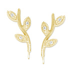 Vintage Vine Cubic Zirconia Gold Over Silver Ear Pin Earrings