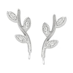 Cubic Zirconia Silver Ear Pin Earrings