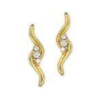 Cubic Zirconia Gold over Silver Ear Pin Earrings