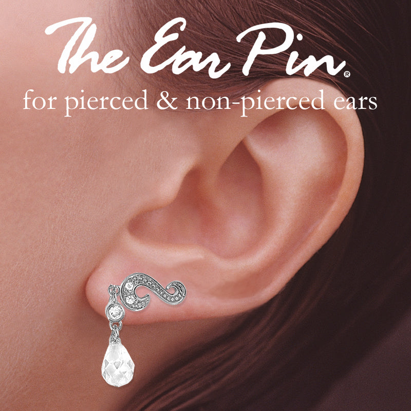 CZ Dangle Silver Ear Pin Earrings