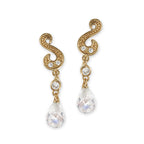 CZ Dangle Gold Over Silver Ear Pin Earrings