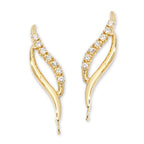 Ear Climber Earrings Ear Pin Cubic Zirconia Double Row 18k Gold Over Silver