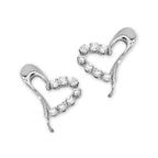 Ear Climber Earrrings Ear Pin Cubic Zirconia Stylized Heart Sterling Silver