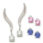 Polished Silver Ear Pin Earrings with Dangles
