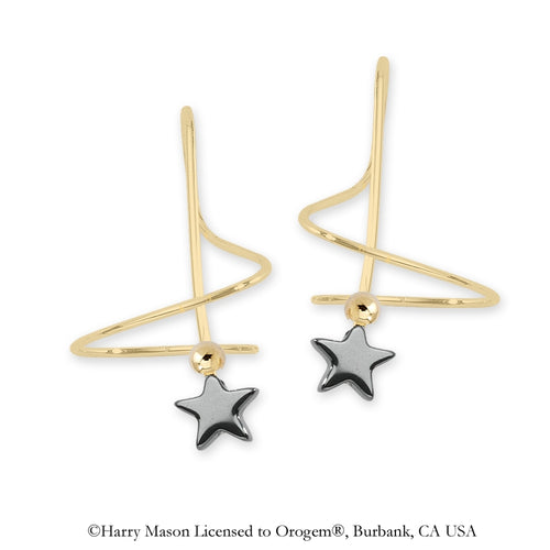 Hematite Star Earspirals Earrings Gold Over Silver