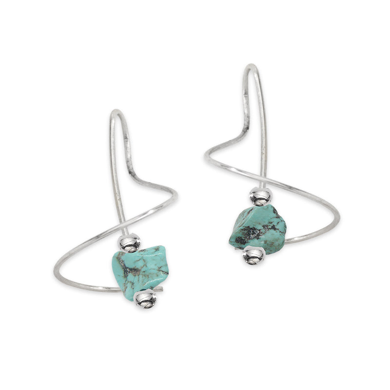 Turquoise Nugget Earrings Earspirals Sterling Silver
