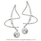 Sterling Silver Large Round Cubic Zirconia Bezel on Polished Earspirals Earrings