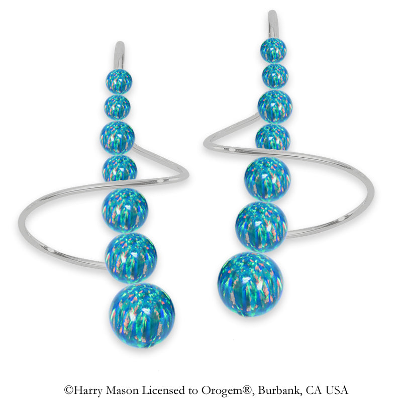 Earspirals Earrings Graduated Opal Beads Long Length