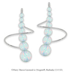 Earspirals Earrings Graduated Opal Beads Long Length