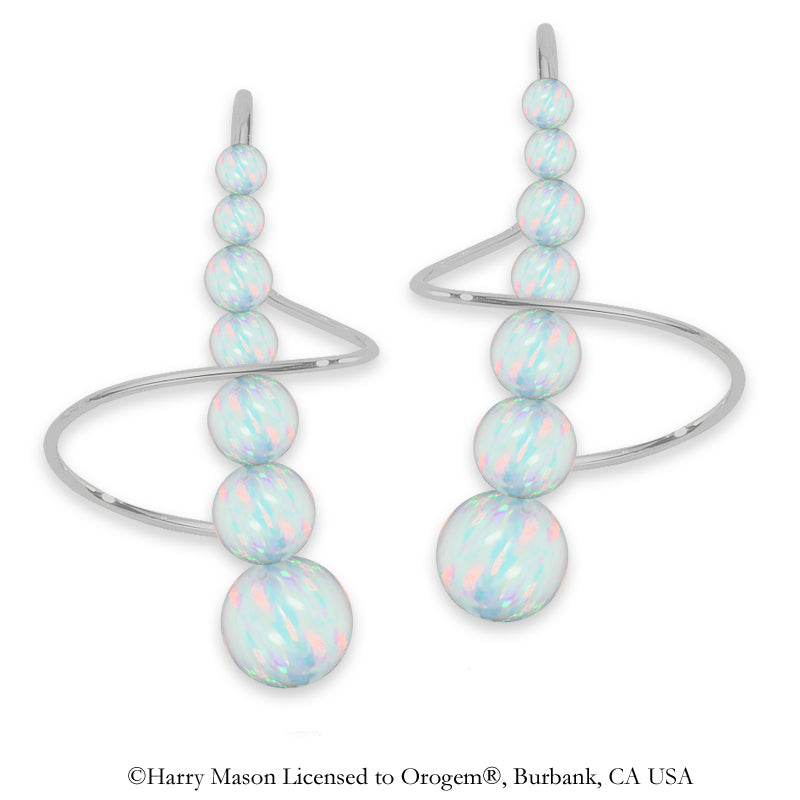 Earspirals Earrings Graduated Opal Beads Long Length