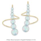 Earspirals Earrings Graduated Opal Beads Long Length