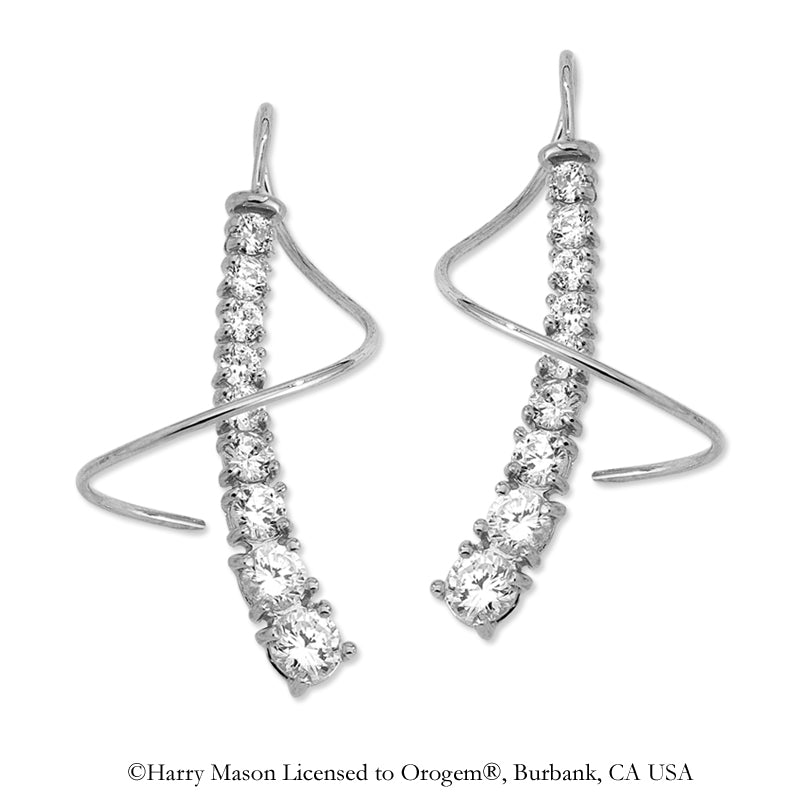 1 3/4 Carats Graduating Cubic Zirconia Earspirals Earrings in 14k White Gold