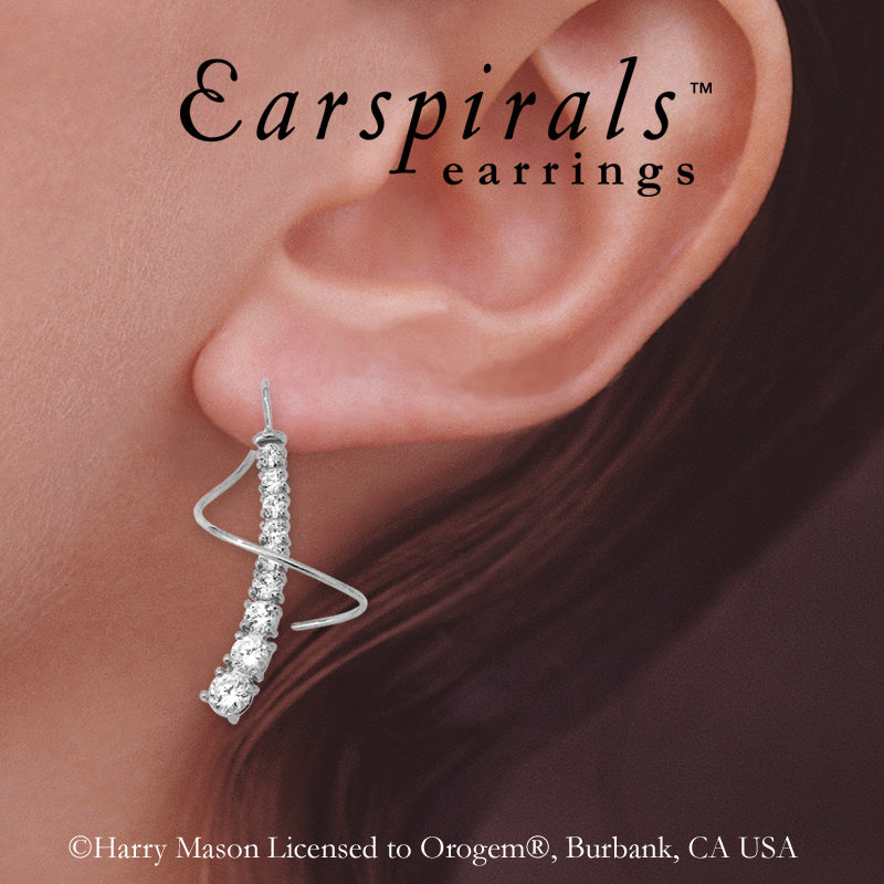 Silver Graduating CZ Journey Earspirals Earrings with Matching Pendant