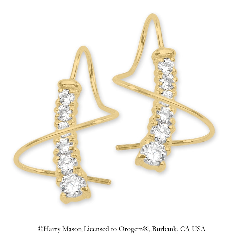 Graduating CZs Journey Earspirals Earrings in Gold Over Silver