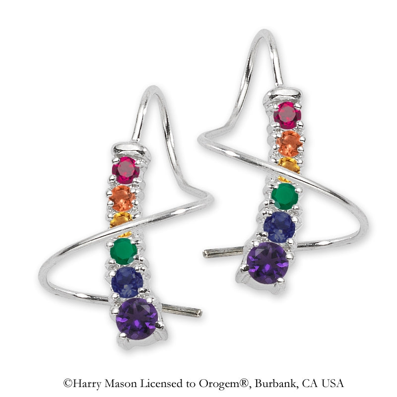 Rainbow Pride Earrings Graduating Stones Journey Earspirals Earrings Sterling Silver