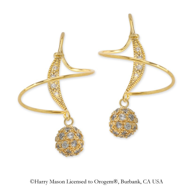 Cubic Zirconia Bead Earspirals Earrings