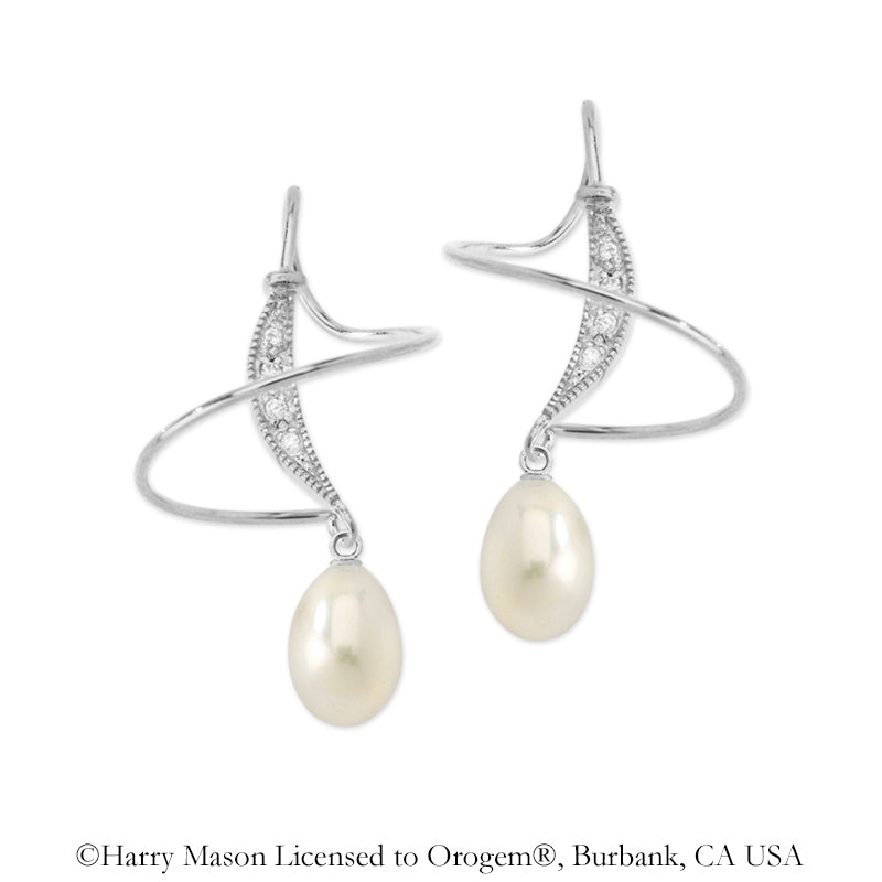 Sterling Silver Teardrop Freshwater Pearl Earspirals Earrings