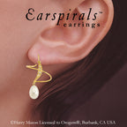 Gold Over Silver Teardrop Freshwater Pearl Earspirals Earrings