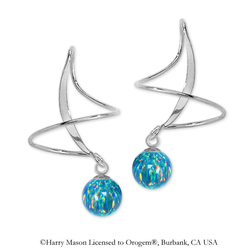 Earspirals Earrings Half Moon Round Simulated Opal Bead Dangle