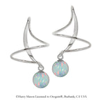 Earspirals Earrings Half Moon Round Simulated Opal Bead Dangle