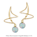 Earspirals Earrings Half Moon Round Simulated Opal Bead Dangle
