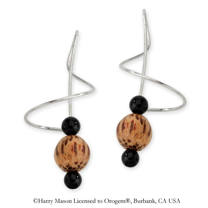Palmwood Bead Earspirals Earrings