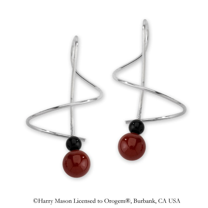 Carnelian and Black Onyx Earspirals Earrings