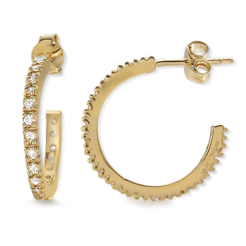 GoldoverSilver Cubic Zirconia Prong-Set Hoop Earrings