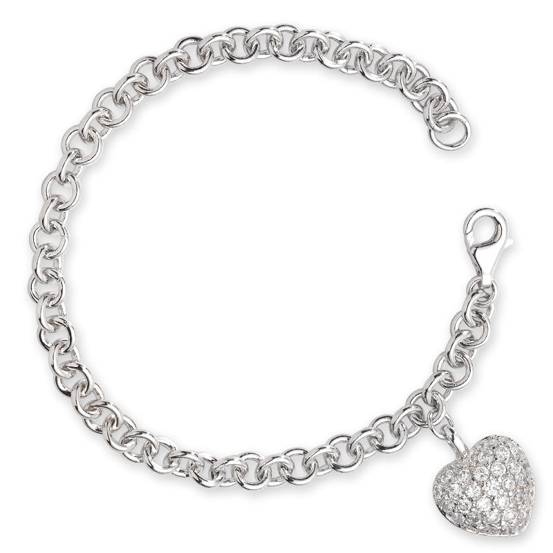 Cubic Zirconia Heart Charm Bracelet