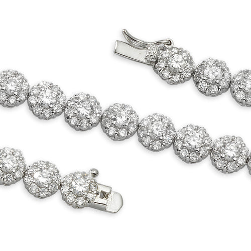 Cubic Zirconia Cluster Tennis Bracelet