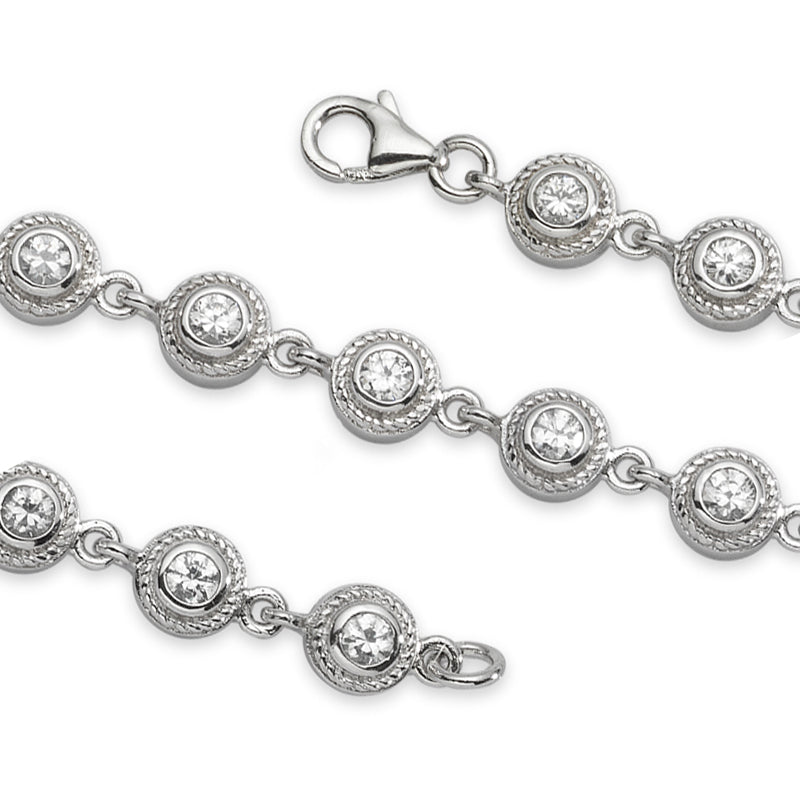 Cubic Zirconia Rope Edge Tennis Bracelet