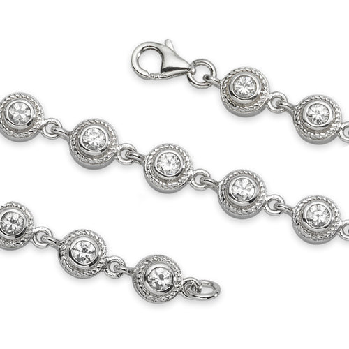 Cubic Zirconia Rope Edge Tennis Bracelet