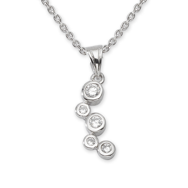 Silver Cubic Zirconia Bubble Pendant with Chain