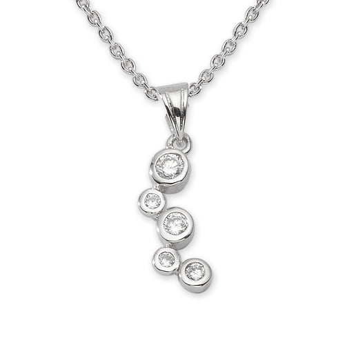 Silver Cubic Zirconia Bubble Pendant with Chain