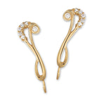 Ear Climber Earrings Ear Pin Cubic Zirconia Tip 18k Gold Over Silver