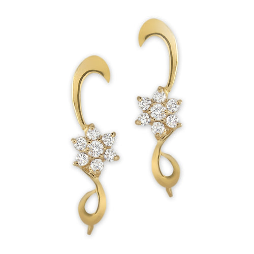 Ear Climbers Cubic Zirconia Cluster Center Swirl Ear Pin Earrings 18k Gold Over Silver