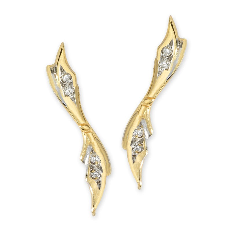 Diamond Accent Gold over Silver Ear Pin Earrings