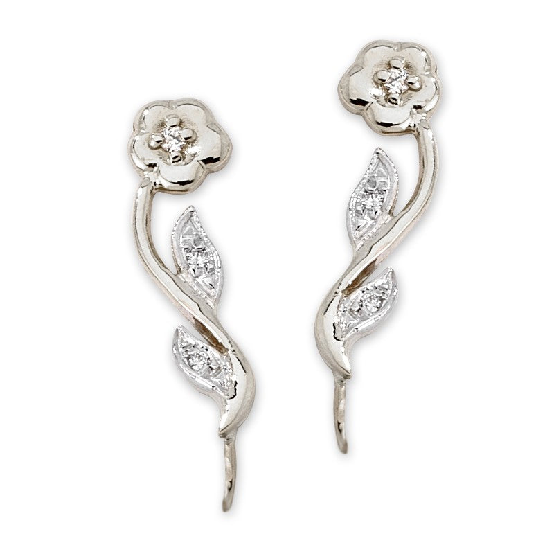 Diamond Accent Silver Ear PIn Earrings