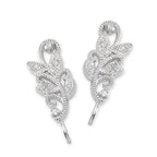 Ear Climber Earrings Diamond Accent - Ear Pin Earrings with Diamond Accent Vine in Sterling Silver – Diamond Ear Crawler Earrings Product Shot Image

